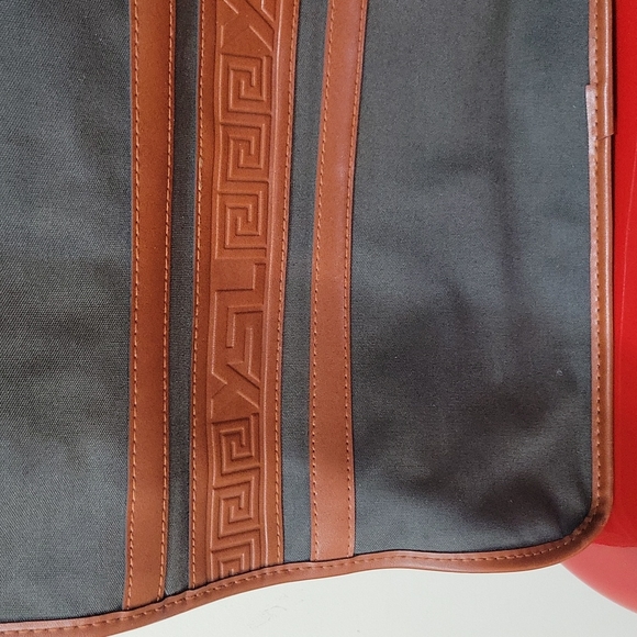 YSL CHARCOAL GRAY & BROWN LEATHER TOTE BAG - Picture 13 of 17